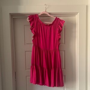 Glam Fuchsia Ruffle Midi Dress